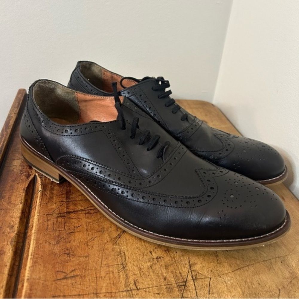 Stafford 11 Black Leather Oxford Dress Shoes Business Formal Professional FLAW*